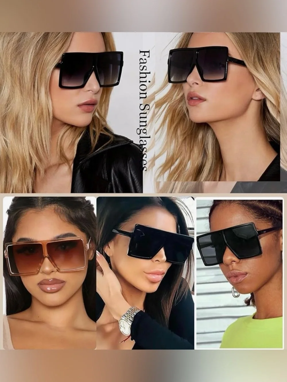 Dollger Oversized Square Shield Sunglasses Pink Gradient UV400 Unisex New